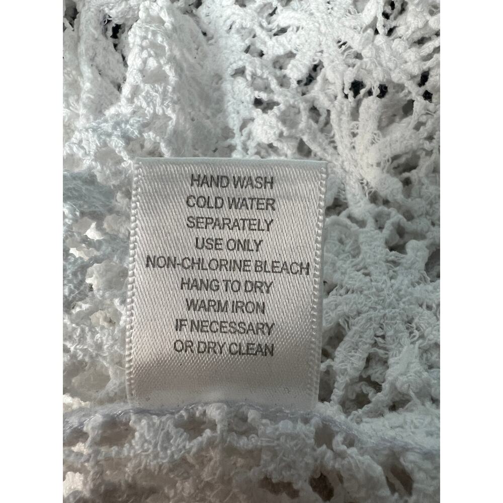 Rabbit Designs White Crochet Cardigan Womens L Cotton Y2K Dainty Fairy Grunge - Picture 9 of 10